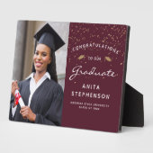 Foto Burgundy White Gold Abschluss Keepake Fotoplatte (Seite)