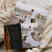 Foto Burnt Orange Agate Gold Script Wedding Dankeskarte