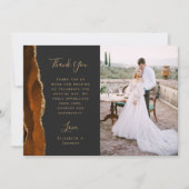 Foto Burnt Orange Agate Gold Script Wedding Dankeskarte (Vorderseite)