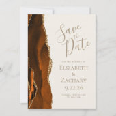 Foto Burnt Orange Agate Ivory Save the Date Einladung (Vorderseite)