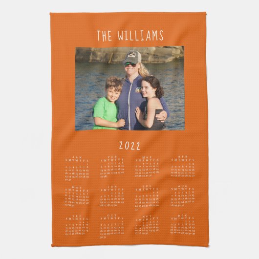 Foto Burnt Orange Calendar der Familie 2022 Geschirrtuch (Vertikal)