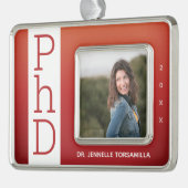 Foto Burnt Orange PhD Abschluss Weihnachten Rahmen-Ornament Silber (Links)