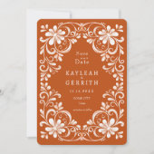 Foto Burnt Orange Shabby Chic Save the Date (Vorderseite)