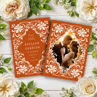 Foto Burnt Orange Shabby Chic Save the Date
