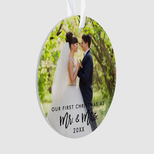 Foto-Bürsten-Skript-erster Weihnachtsherr u. -frau Ornament (Vorderseite)