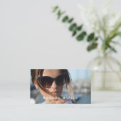 Foto Business Card Einfach modernes White Script Visitenkarte (Stehend Vorderseite)