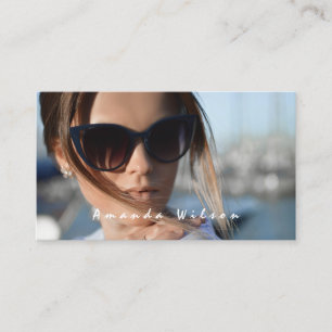 Foto Business Card Einfach modernes White Script Visitenkarte