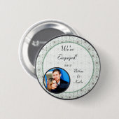 Foto Button Blue Blume Muster (Vorne & Hinten)