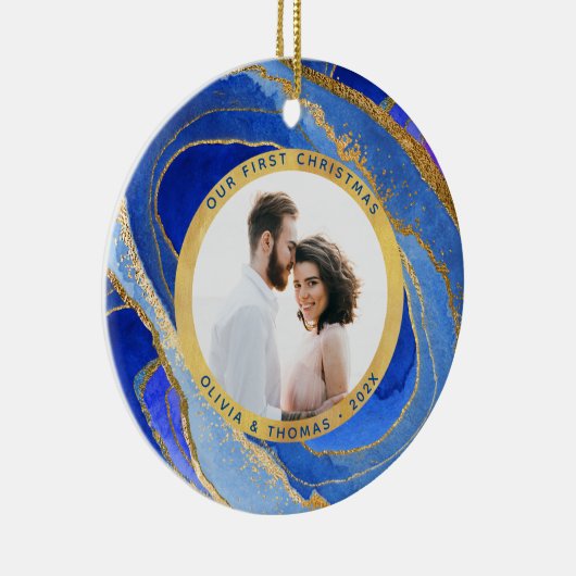 | Foto C (Blue Geode) Keramik Ornament (Rechts)