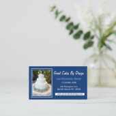 Foto Cake Baker Koch Caterer Decorator Blau Visitenkarte (Stehend Vorderseite)