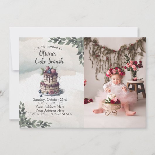 Foto Cake Smash erste Geburtstagsparty Einladung (Vorderseite)