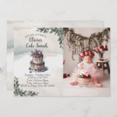 Foto Cake Smash erste Geburtstagsparty Einladung (Vorne/Hinten)