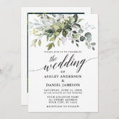 Foto Calligrafie Hochzeit von Aquarellfarben Einladung (Vorne/Hinten)