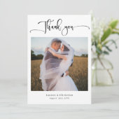 Foto Calligrafy Wedding Danke Karte (Stehend Vorderseite)