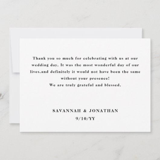 Foto Calligrafy Wedding Dankeskarte (Rückseite)