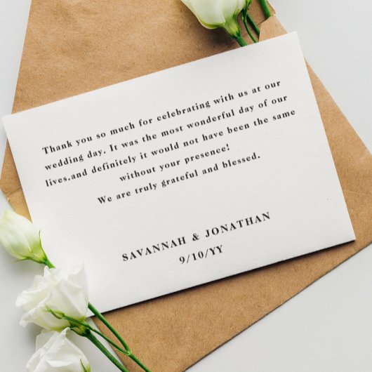 Foto Calligrafy Wedding Dankeskarte