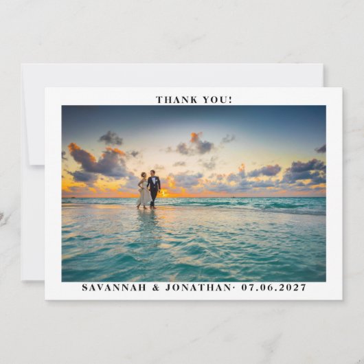 Foto Calligrafy Wedding Dankeskarte (Vorderseite)