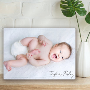 Foto Calligraphy Name New Baby Fotoplatte