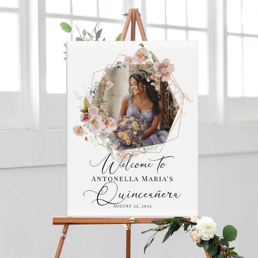 Foto Calligraphy Quinceanera willkommen Poster