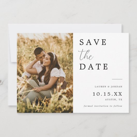 Foto Calligraphy Wedding Save the Date Card (Vorderseite)