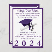 Foto Cap & Diploma Lila Abschluss Einladung (Vorne/Hinten)