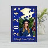 Foto Cap/Diploma/Stars, Royal Blue Abschluss Folieneinladung (Stehend vorne)