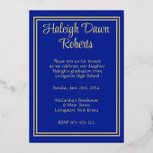 Foto Cap/Diploma/Stars, Royal Blue Abschluss Folieneinladung (Rückseite)