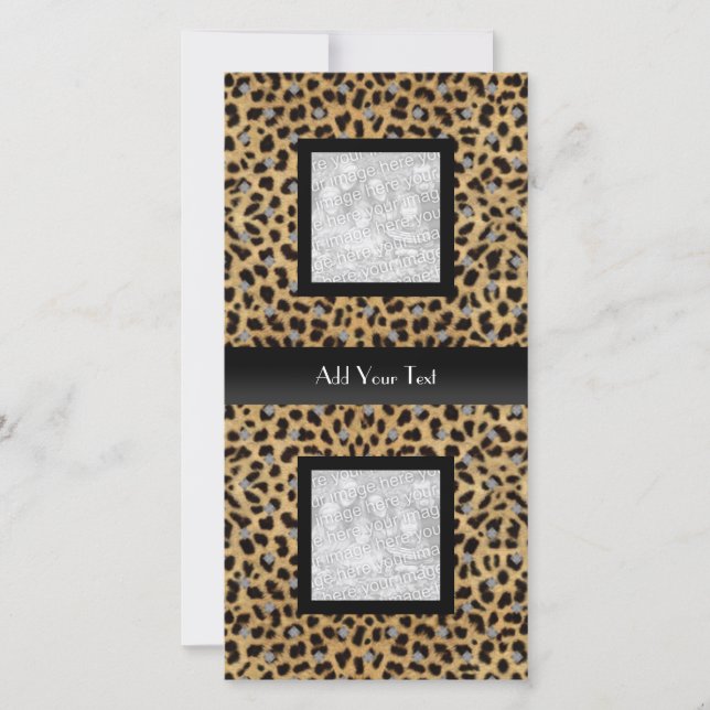 Foto Card Leopard Animal Look Elegant Black (Vorderseite)