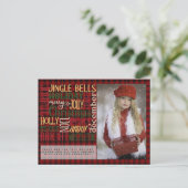 FOTO Card Weihnachtswörter Buffalo Kariert Postkarte (Stehend Vorderseite)