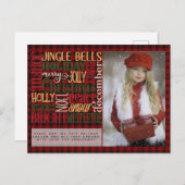 FOTO Card Weihnachtswörter Buffalo Kariert Postkarte (Vorne/Hinten)