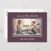 Foto cassis lila Hochzeit Speichern Sie das Datum Ankündigungspostkarte (Vorne/Hinten)