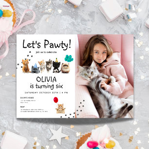 Foto Cat Birthday Einladung Niedlich Kitten Pawt