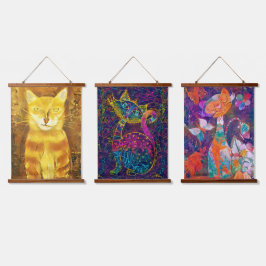 Foto Cat Collection Wandteppich Mit Holzrahmen