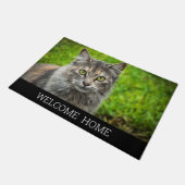 Foto Cat Kitten willkommen Zuhause black Fußmatte (Schrägansicht)