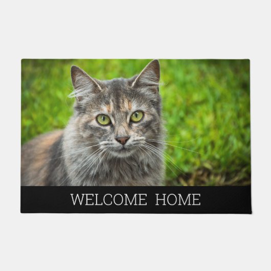 Foto Cat Kitten willkommen Zuhause black Fußmatte (Vorderseite)