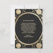 Foto Celestial Black Gold Crescent Moon Hochzeit Dankeskarte (Rückseite)