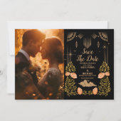 Foto Celestial Midnight Black Stars Hochzeit Save The Date (Vorderseite)