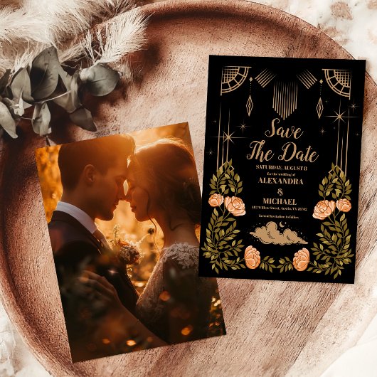 Foto Celestial Midnight Black Stars Hochzeit Save The Date