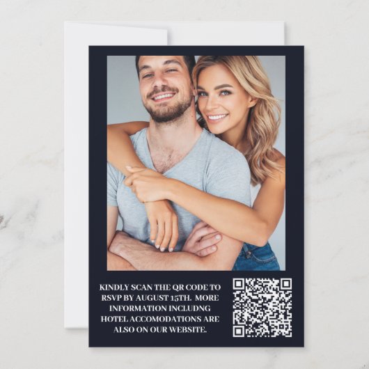 Foto Celestial Midnight Blue Stars Moon Wedding Einladung (Rückseite)