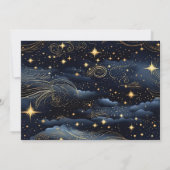 Foto Celestial Midnight Blue Stars Moon Wedding Save The Date (Rückseite)