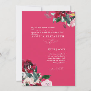 Foto Cerise Floral Elegante Hochzeit Einladung