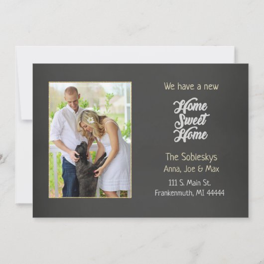 Foto Chalkboard haben wir verschoben Einladung (Vorderseite)