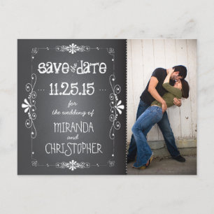 Foto-Chalkboard Save the Date Hochzeit Postkarte