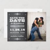 Foto-Chalkboard Save the Date Hochzeit Postkarte (Vorne/Hinten)