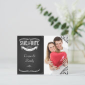 Foto Chalkboard Save the Date Postkarte (Stehend Vorderseite)