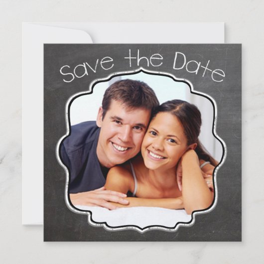 Foto Chalkboard Vintag Modern Save the Date (Vorderseite)