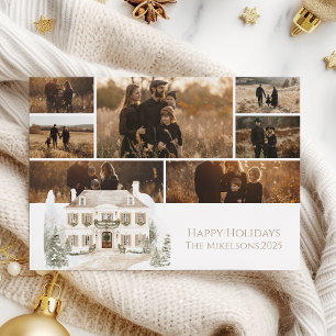 Foto-Champagner-Herrenhaus-Familien-Weihnachten Feiertagskarte