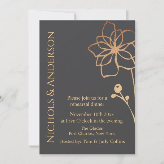 Foto Charcoal & Gold QR Code Hochzeitsstimmung Pro Einladung (Vorderseite)