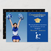 Foto Cheerleader Blue Gold Absolvent Ankündigung (Vorne/Hinten)