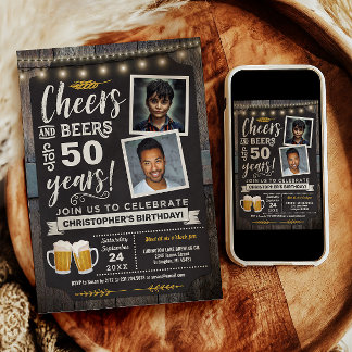 Foto Cheers and Bers 50. Geburtstagsfeier Einladung